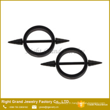 Titane noir en acier chirurgical plaqué cercle forme mamelon anneaux Piercing